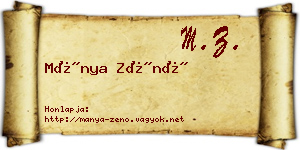 Mánya Zénó névjegykártya